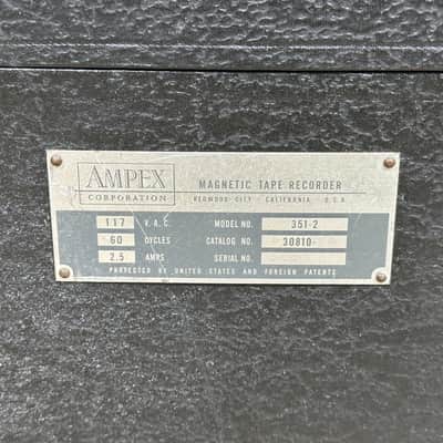 Ampex 351-2 Reel To Reel Transport Magnetic Tape Recorder w/ Original Case image 12