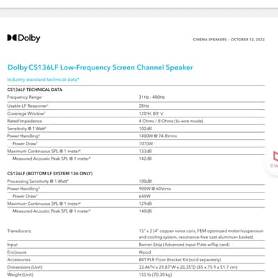 Dolby CS136LF 2022 - Black image 7