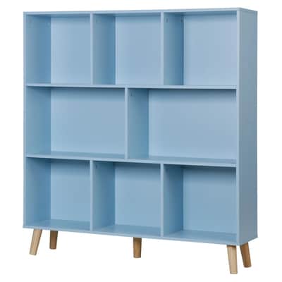 8-Cube Modern Storage Bookcase – Blue Floor Standing Organizer for Vinyl, Studio Gear & Music Room Decor image 2