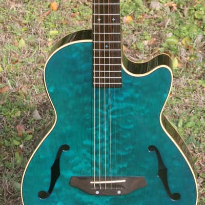 Yairi KYF-2 CTM Electric Acoustic Guitar Figured Maple Top with Fishman Presys Pickup System 2014 - Transparet Blue+Yairi Hard Case plus more extras image 4