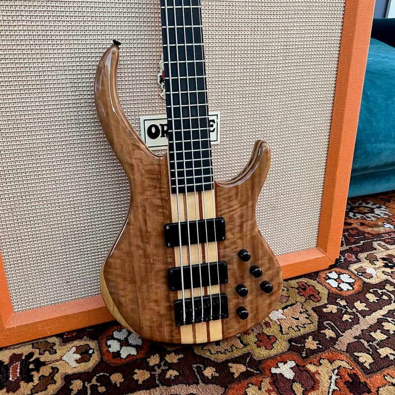 Harley Benton BZ-5000 II NT Natural Thru Neck 5-String Electric Bass Guitar image 1