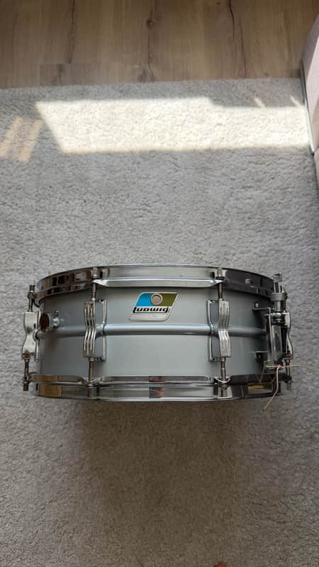 Ludwig Acrolite 5x14" Aluminum Snare Drum with Blue/Olive Badge image 1
