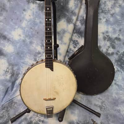 Vintage RARE 1924 Prewar Maybelle A001 Patent Applied for A001 Tenor Banjo Pro Setup New Strings Original Skin Head Original Hardshell Case image 1