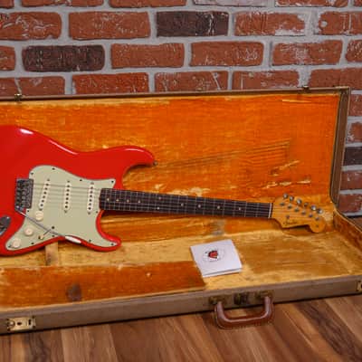 Fender Pre CBS Slab Board Stratocaster Fiesta Red 1960 w/OHSC (Refin/Refret) image 2