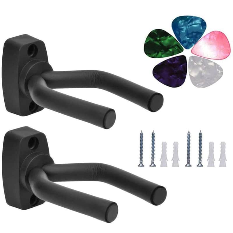 Guitar Mount Wall Hanger Stand Ukulele Wall Hook Keep Holder Mount Display 2 Pack with Guitar Picks Violin Wall Stand Mandolin Rack Bracket Bass Accessories Easy To Install(5 pack guitar picks) image 1