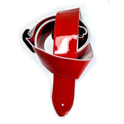Premium Red Patent Leather Guitar Strap - Shiny Red Leather Guitar Strap - 100% image 4