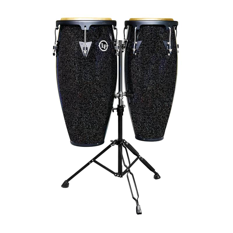 LP Aspire Series 10/11" Black Magic Conga Set Black Galaxy Sparkle Lacquer w/Stand (LPA646-BM) image 1