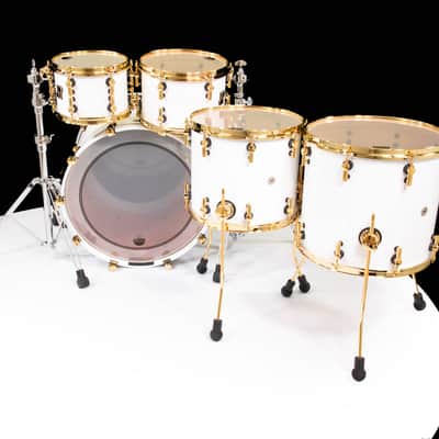 Sonor SQ2 5pc Beech Shell  Pack  - Solid White Lacquer w/Gold Hardware image 2
