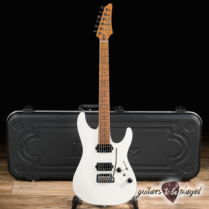 Ibanez AZ2402 Prestige HH Roasted Maple Neck Guitar w/ Case – Pearl White Flat image 1