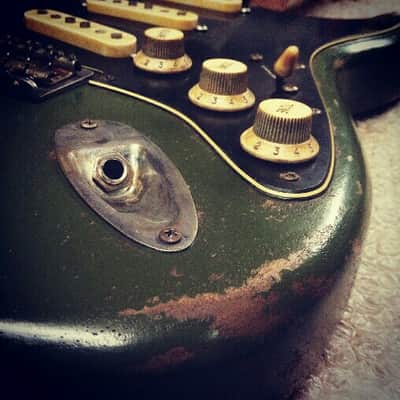 201707 :: Baldman's Relic "We Want You!" Stratocaster in Army Green :: Aged Vintage Roadworn image 11