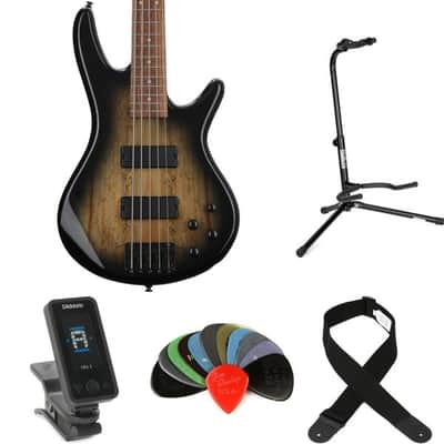 Ibanez Gio GSR205SMNGT Bass Guitar Essentials Bundle - Spalted Maple  Natural Gray Burst image 3