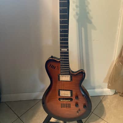 Godin LGX-SA with AA Flame Maple Top synth access - Cognac Burst image 4