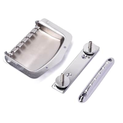 Vintage Teisco Tune-O-Matic Bridge & Tailpiece Set Chrome Fixed Guitar Bridge for Electric Guitar image 3