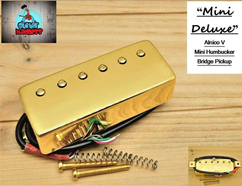 G.M. Mini Deluxe, Mini Humbucker Bridge Alnico Magnet Pickup Gold (50mm) image 1