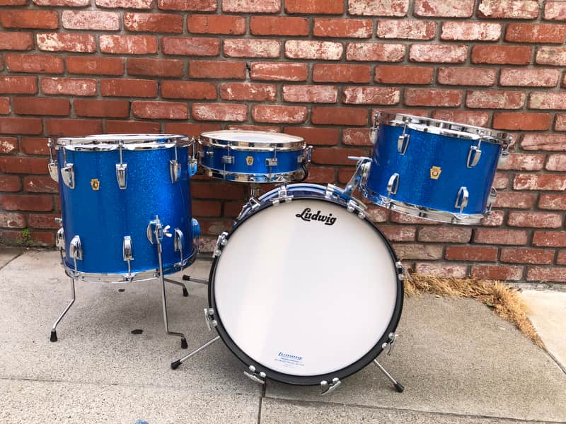 Ludwig Jazette 1970’s - Blue Sparkle Drum Kit with 18” Bass Drum image 1