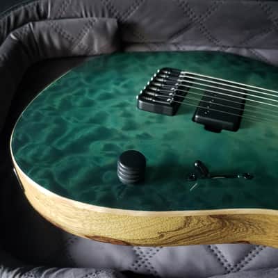 Mayones Aquila Elite S7 26.5" Reverse Headstock 4A QM top, Pale Moon Ebony Fretboard 16", Luminlay Offset Dot Inlays, Black Limba body, Wenge neck, Velvetrone Pickups image 16