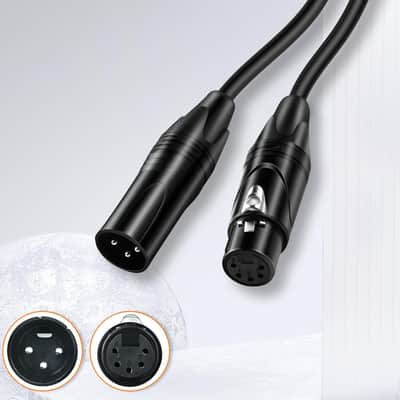 DMX Cable Adapter, 2 Pack DMX Male 3 Pin to DMX Female 5 Pin Wire, 6’’ XLR 3M to XLR 5F Lighting Cord, DMX 512 Stage Light Cable for Stage Lighting Input & Output image 3
