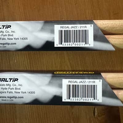 2 - pairs Regal Tip Jazz Drumsticks, 211R Classic Series, Wood  Tip, new old stock, never used, original packaging image 4