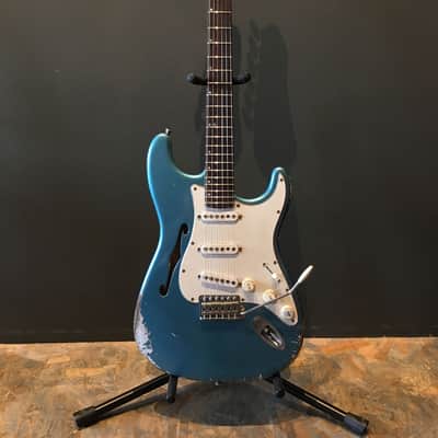Made to Order - FRANCHIN Mercury F guitar Relic Aged 100% Nitro Lacquer (Sunburst/ Black/ White/ Blue/ Green/ Yellow/ Red/ Pink/ Burgundy/ Purple/ Gold/ Silver, etc.) Stratocaster-Strat-S-Style F-hole Thinline Made in Italy image 2