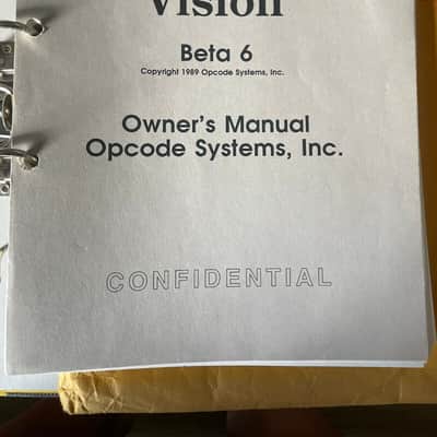 Super RARE Opcode Systems Vision Beta 6 User manual 1989! Confidential image 1