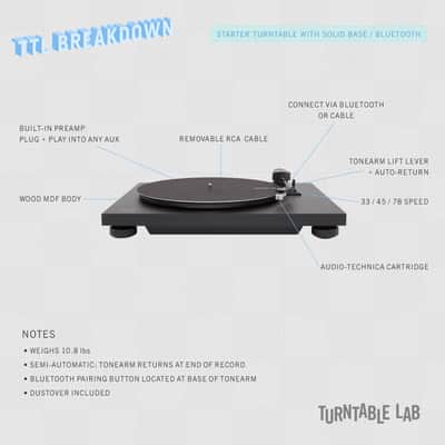 Teac: TN-180BT Semi-Automatic Turntable w/ Bluetooth - Matte Black image 2