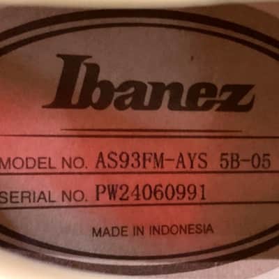 Ibanez AS93FM Artcore Semi Hollow - Antique Yellow image 3