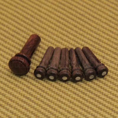 BP-0855-0R0 Rosewood Acoustic Guitar Bridge Pins Slotted w/ Pearl Dot and End Pin (6)