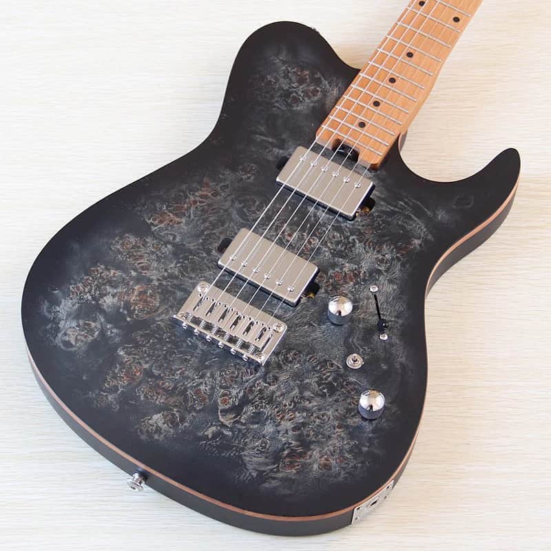 Custom Handmade Burl Wood Top Electric Guitar, Okoume Wood Body, Maple Wood Neck, 22 Frets image 1