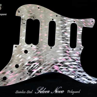 Silver Nova Stainless Steel Pickguard for Fender Stratocaster HSS Pro Steel Chrome Metal Strat Guard image 10