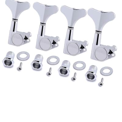 Guitar Sealed Tuners Tuning Pegs Machine Heads 4 In Line for Right Hand 4 String Bass Guitar Chrome. image 1
