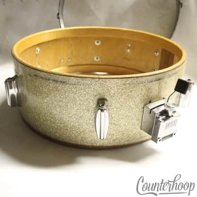 Pearl Snare Drum Shell+Tama Aichi Throw-Off 3Ply Lauan Silver Sparkle Vintage60s image 2