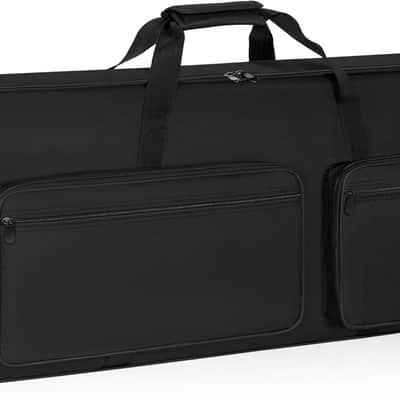 Padded 8mm Shockproof Slim61 Keys Keyboard Case Electric Piano Keyboard Gig Bag Well Protection with Adjustable Straps and 4-Pocket for Keyboard Accessaries, Black (Interior: 37.8”×13”×6”) image 1