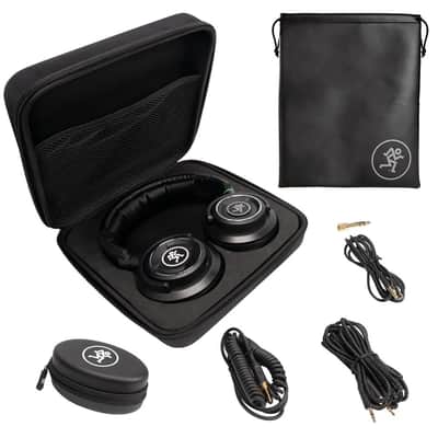 Mint Liquid Audio Mackie MC-350 Professional Closed-Back Headphones Black Bundle with Pig Hog 25ft Headphone Extension Cable and Instrument Polishiing Cloth image 6
