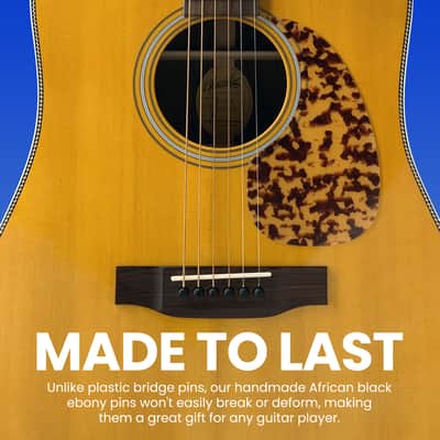 Crosby Slotted Pure Ebony Bridge Pins for 6 & 12 String Acoustic Guitar image 5