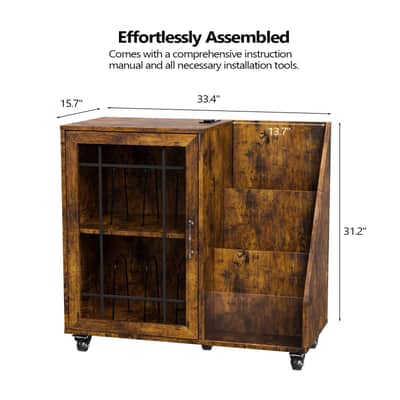 Record Player Stand – Holds Up to 300 Albums with Power Outlets, USB Ports & 7-Color LED Lighting image 4