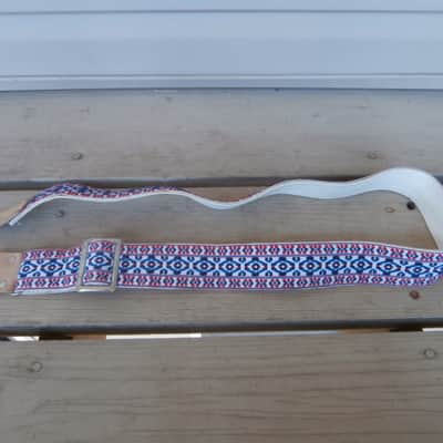 Vintage 1960's Ace-Style Guitar Strap! Red, White, and Blue! Metal Buckle, Case Candy! image 1