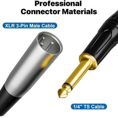 1/4'' TS Mono Guitar to XLR Male Unbalanced Cable 3 Ft, 6.35 Jack to XLR Cable, 2 Packs image 2
