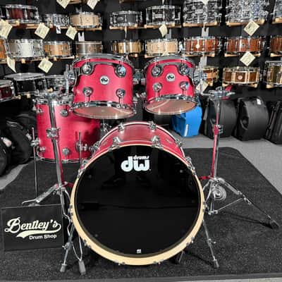 DW Collector's Series SSC Pure Maple 4-Piece 10/12/16/22 Drum Kit Set in Cherry Satin Oil Stain w/ Chrome Hardware image 1