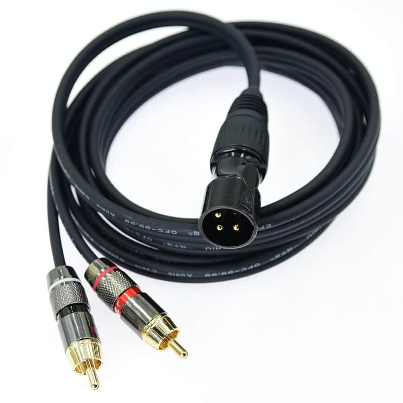 5ft XLR Male to 2 RCA Plug Y Splitter 1 XLR 3 Pin to Dual RCA Stereo Audio Cable Phono Duplicator Lead Adapter Connector Sound Card eq Microphone Cord 2 x Unbalanced(1 Pack) image 1