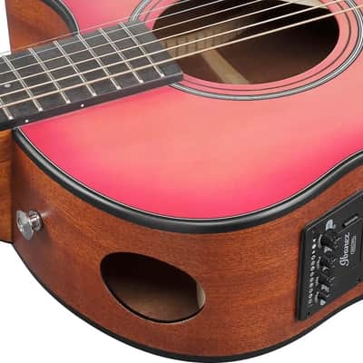 Ibanez AAM50CE Advanced Grand Auditorium Acoustic-Electric Guitar, Solid Spruce Top, Coral Red Burst image 5