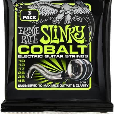 Ernie Ball 3721 Regular Slinky Cobalt Electric Guitar Strings - .010-.046 Factory 3-pack image 2