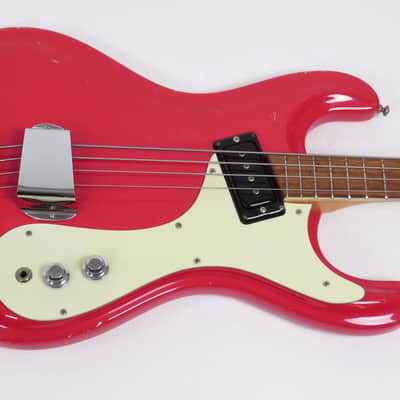 Mosrite Ventures Bass 1965 Custom Color Strawberry Red image 4