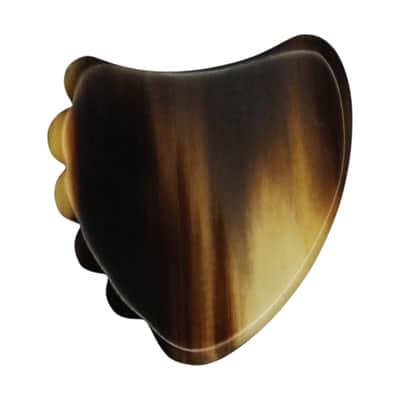 Exotic Plectrums Black And White Buffalo Horn Guitar Or Bass Pick - 1.5 mm Ultra Heavy Gauge - 390 Shark Fin Shape - Polished Finish Handmade Specialty Exotic Plectrum - 1 Pack