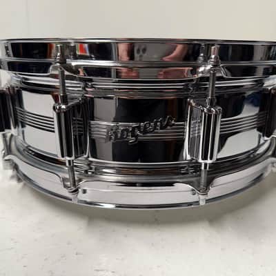 Rogers "5-Line" Dyna-Sonic 5x14" Brass Snare Drum with "Beavertail" Lugs 1967 - 1974 - Chrome image 3