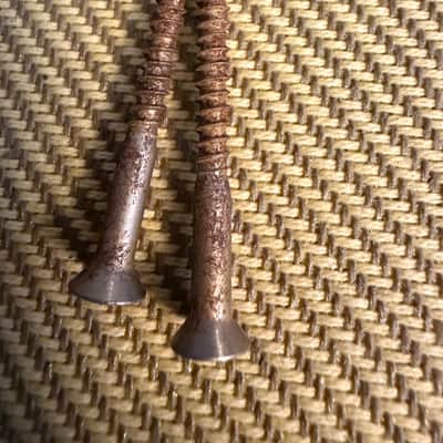 1954 Fender Stratocaster Bridge Trem Mounting Screws 2 Real Original 1954 1955 1956 1957 1958 1959 Strat SRV Eric Johnson Virginia 54 Clapton Brownie Blackie Better Than Callaham Glendale Allparts Real Vintage Playwear image 4