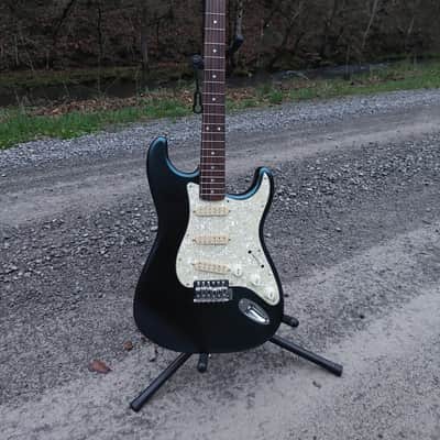 Squier Custom Bullet Stratocaster Upgraded Wilkinson Saddles Humbucker pickups Satin Pearl Blue image 3