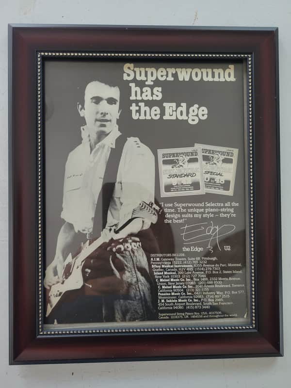 1984 Superwound Strings Promotional Ad Framed The Edge U2 Original image 1