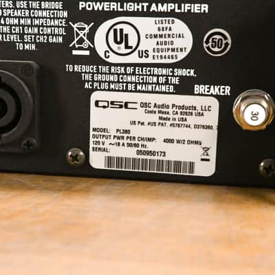 QSC PL380 Powerlight 3 Series 2-Channel Power Amplifier CG01047 image 10