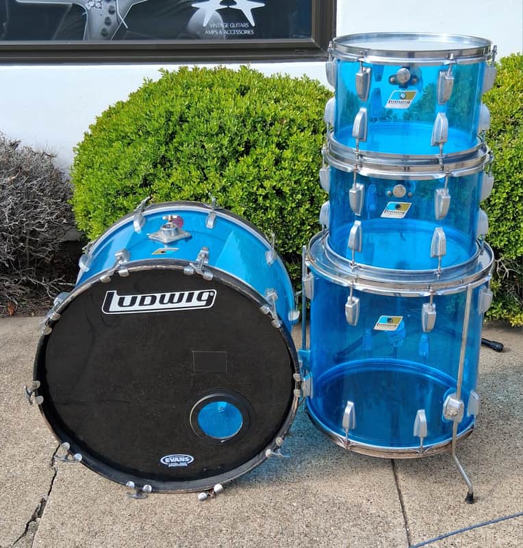 Ludwig  Vistalite 4 Piece Drum Kit Acrylic Shell Pack 1970 - Blue image 1
