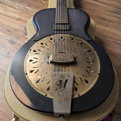 2023 Mule Modest Mavis Resophonic Electric Resonator Guitar Faded Black Relic W/OHSC image 5